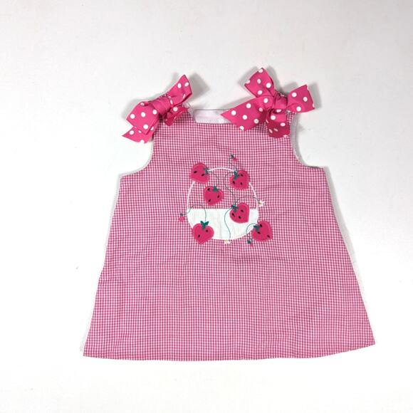 The Bailey Boys Top Girls Sz 2T Pink Gingham Strawberry Summer Boutique Classic - Picture 1 of 5